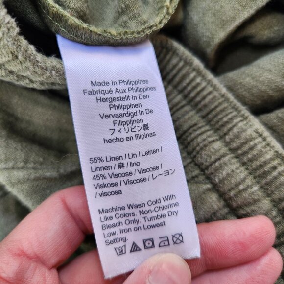 J. Crew Linen Blend Green Cargo Pants Patchwork Joggers Grunge Women's 00 - Picture 9 of 14